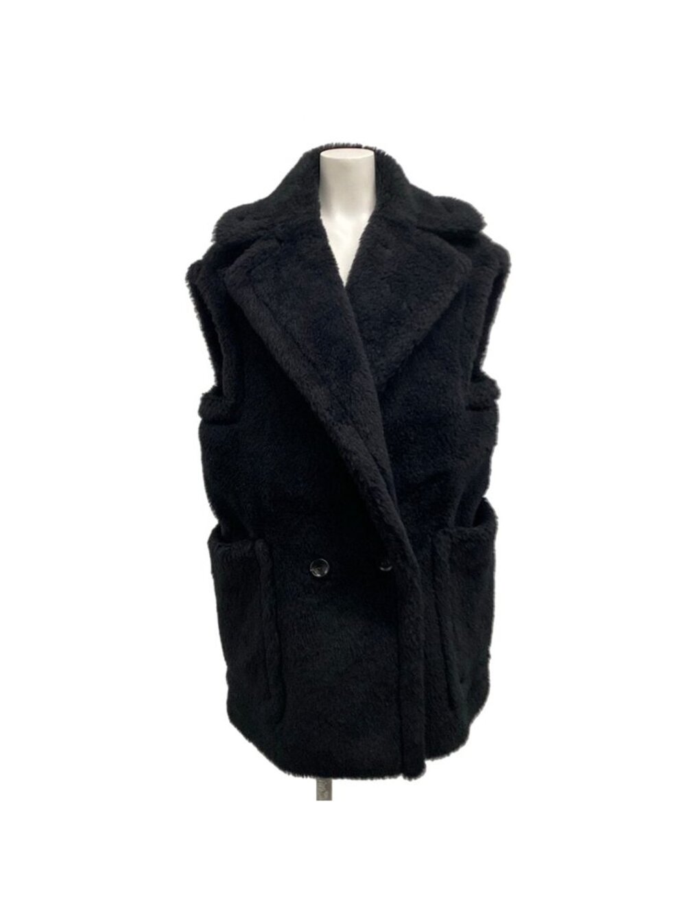 Max Mara Coat S Teddy Bear Black Gilet Wool Vest